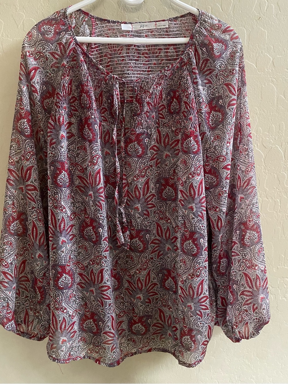 Women's Red Paisley Peasant Blouse - Brand: Gibson from Nordstrom